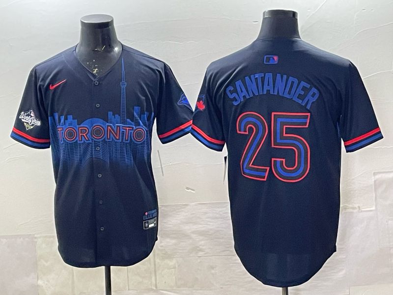 Men 2025 Nike Toronto Blue Jays #25 Santander black Game MLB Jersey 04